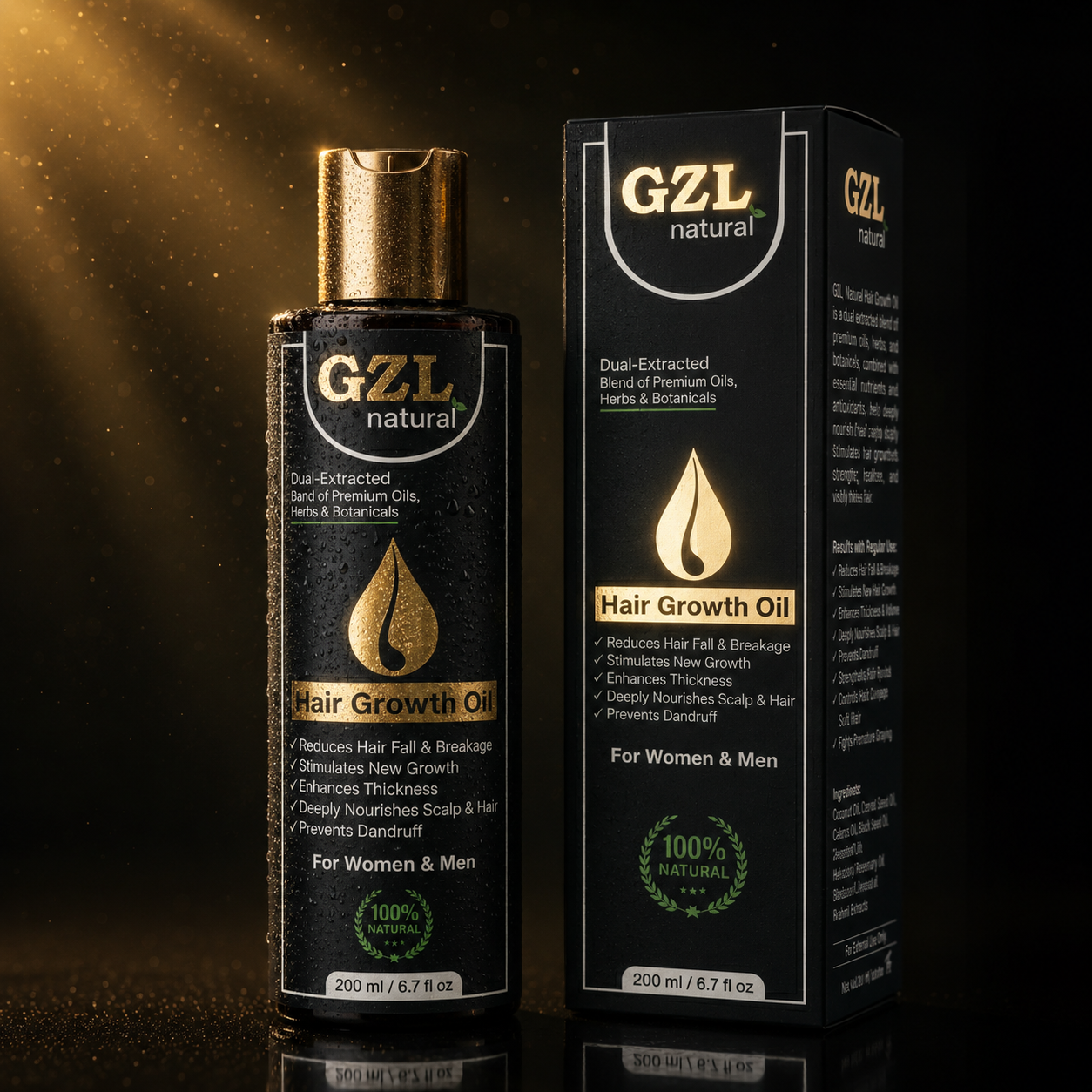 GZL Natural Hair Growth Oil – 100% Herbal Formula for Stronger, Thicker Hair