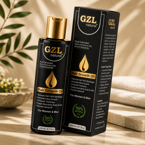 GZL Natural Hair Growth Oil – 100% Natural Formula for Stronger, Thicker Hair