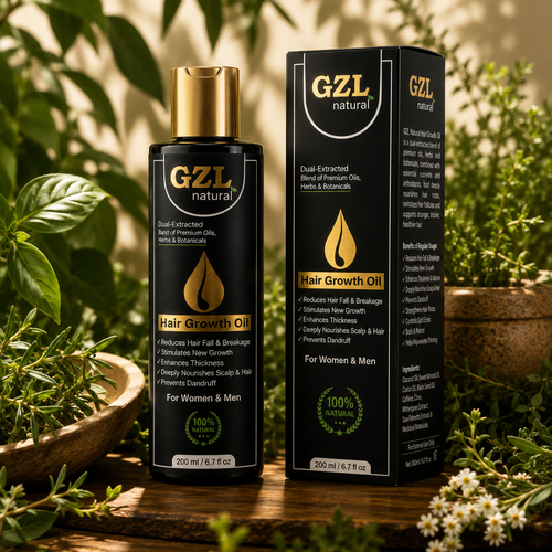 GZL Natural Hair Growth Oil – 100% Natural Formula for Stronger, Thicker Hair